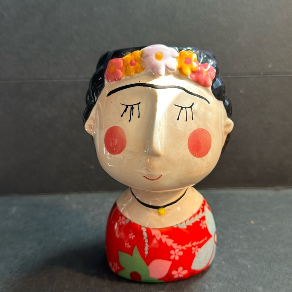 Frida Kahlo Head Pot Planter Vase 6"